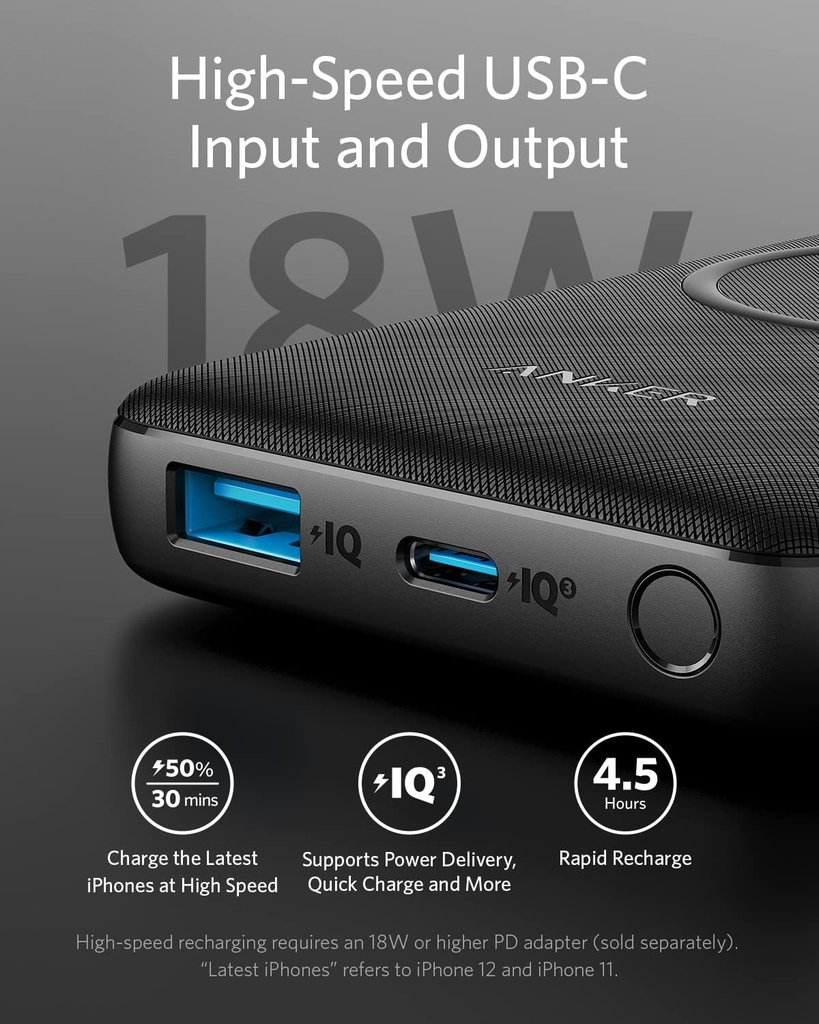 Chargeur portable Anker PowerCore III 10000 mAh, avec charge sans fil